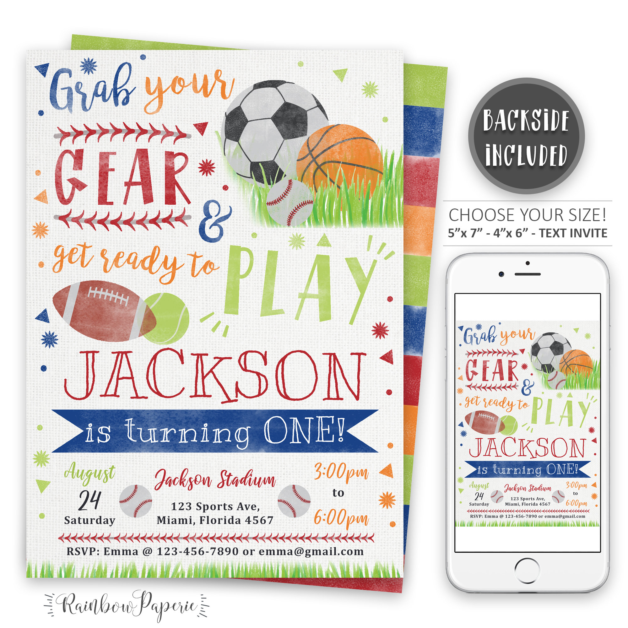 Sports Invitation Sports Birthday Invitation Printable Etsy