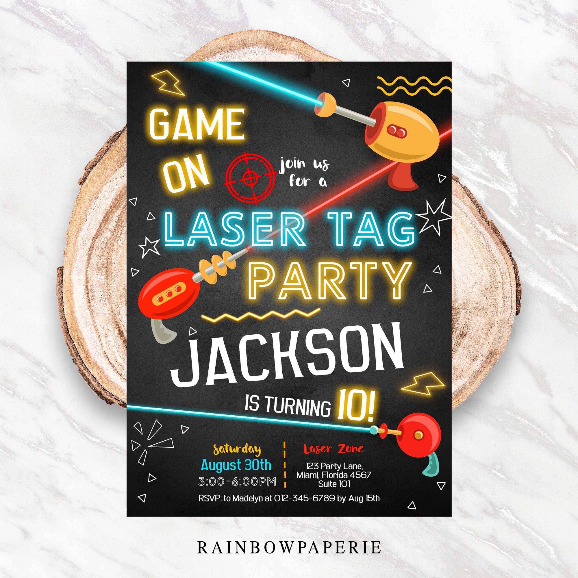 Laser Tag Invitation Laser Tag Birthday Invitation Printable Etsy