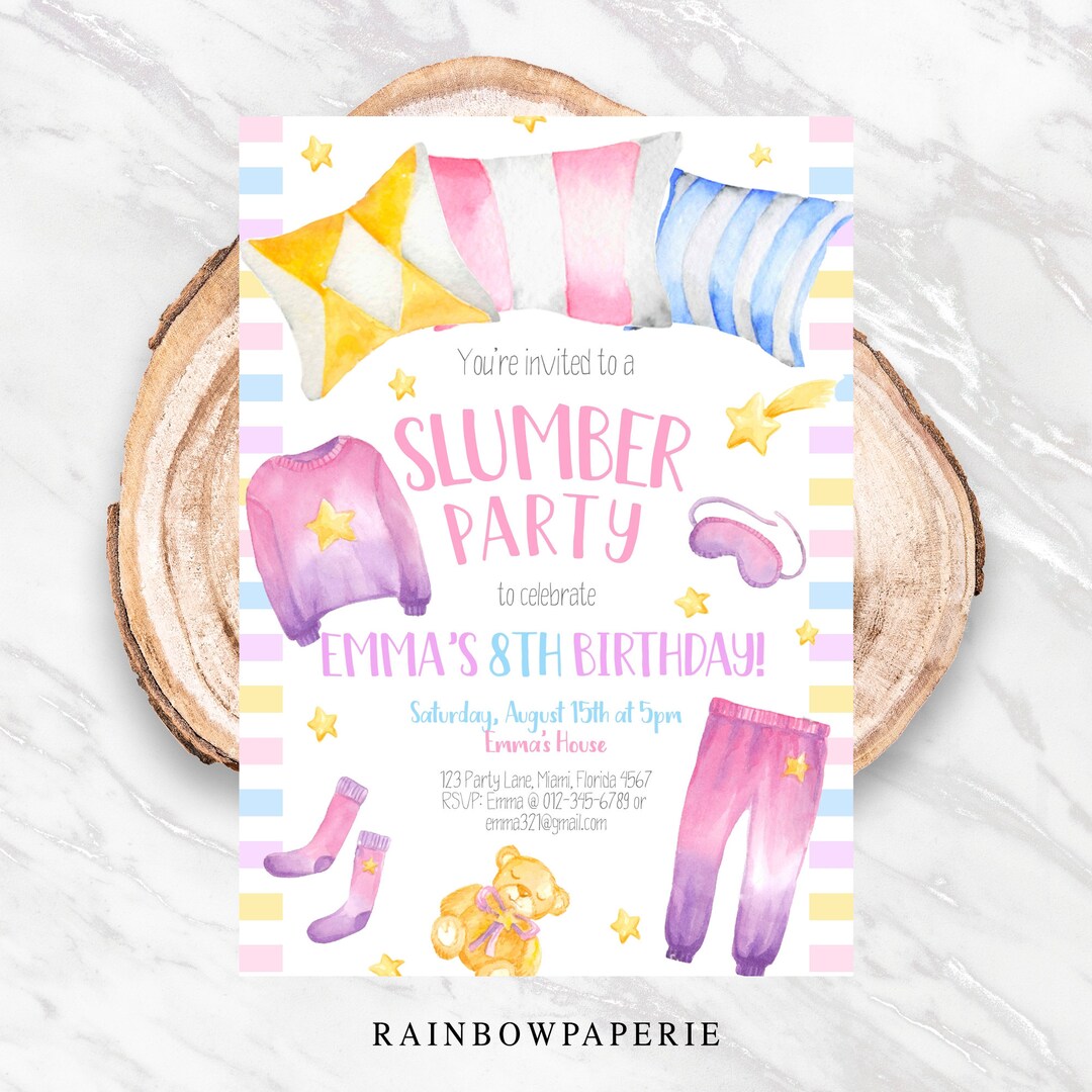 Sleepover Invitation Sleepover Birthday Invitation Printable - Etsy