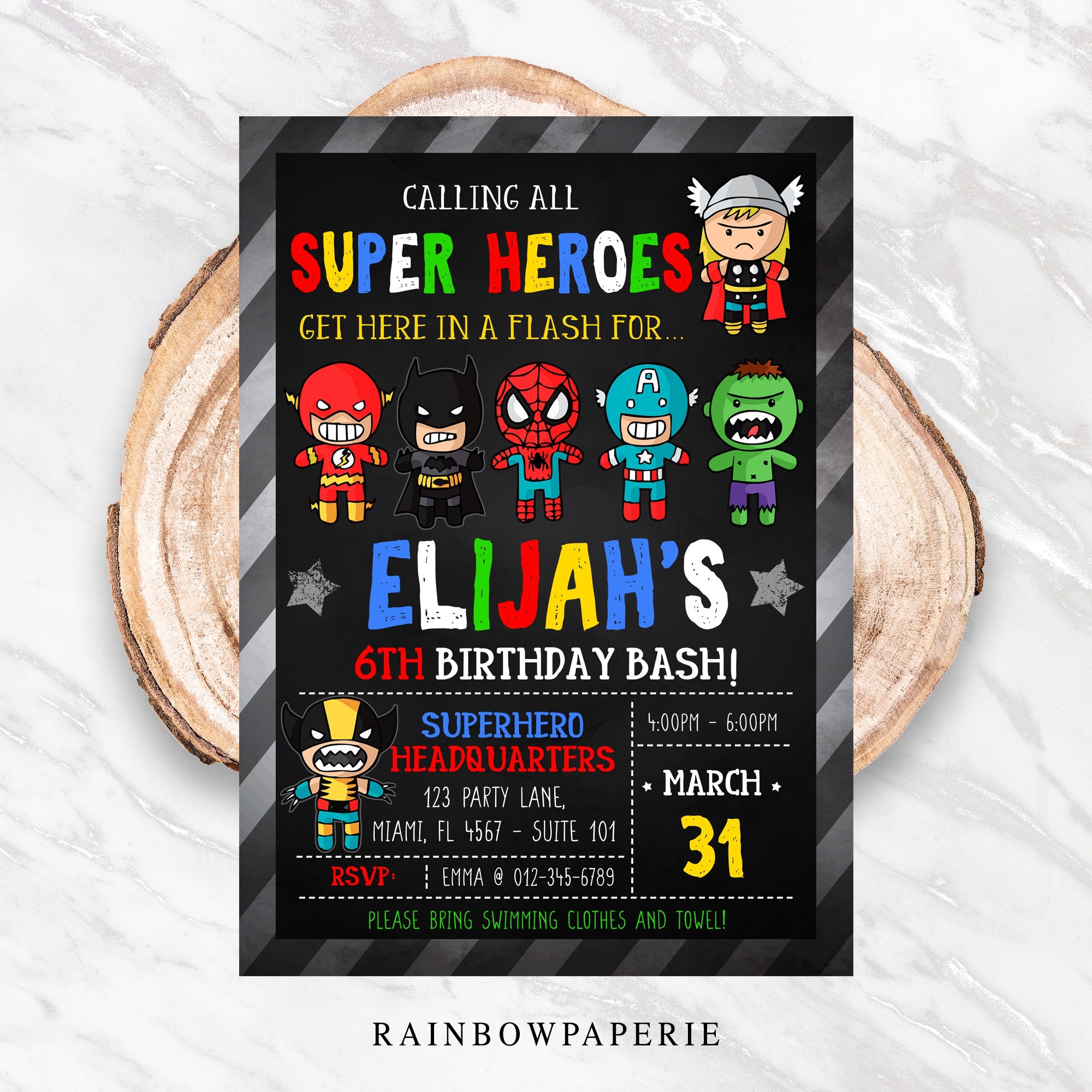 Superhero Invitation Superhero Birthday Invitation Printable Etsy