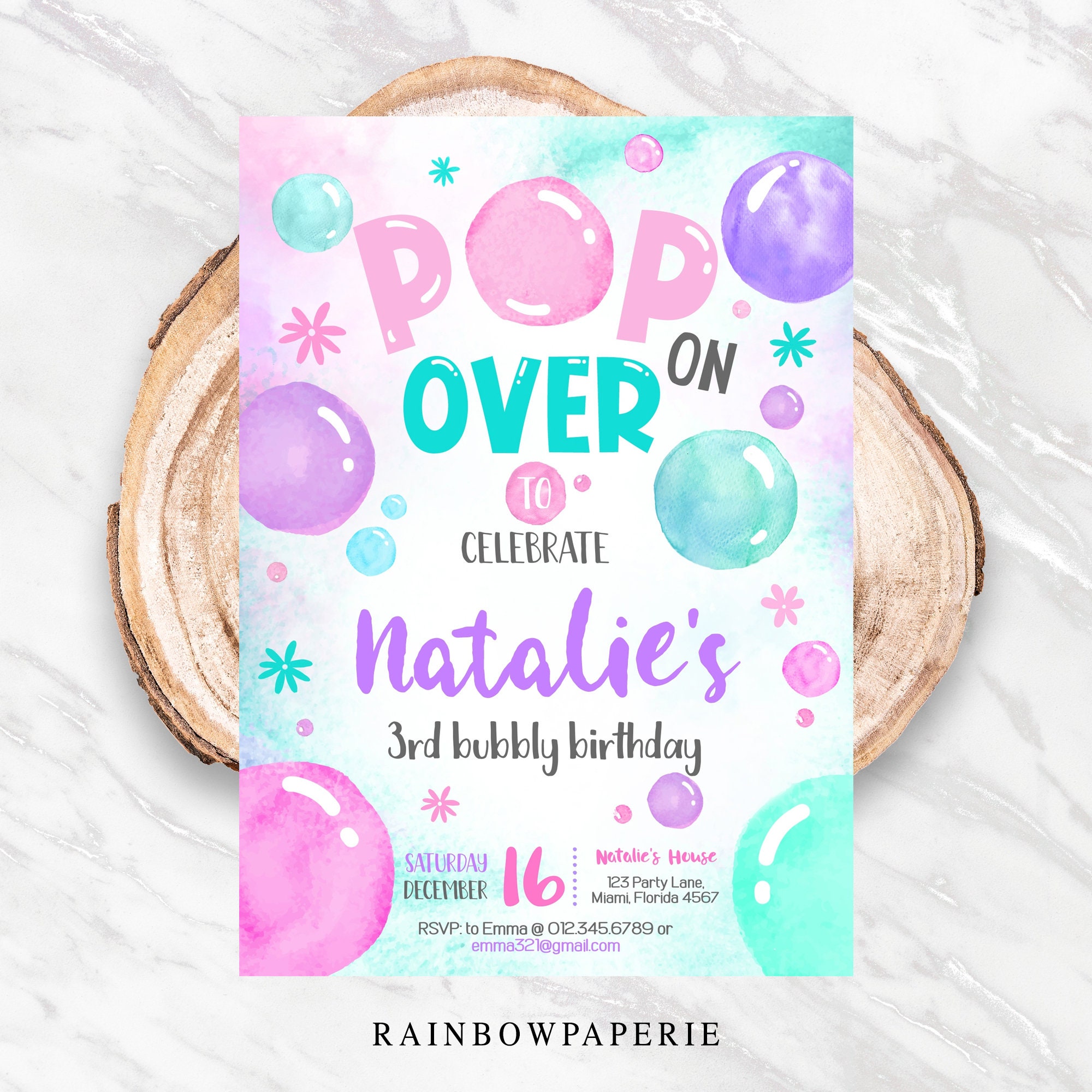 Bubbles Invitation Bubbles Party Invitation Bubbles Party Etsy