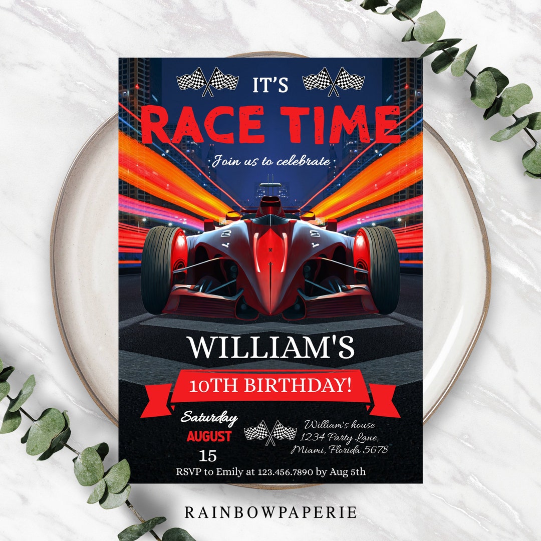Race Invitation Racing Car Birthday Invitation Printable - Etsy
