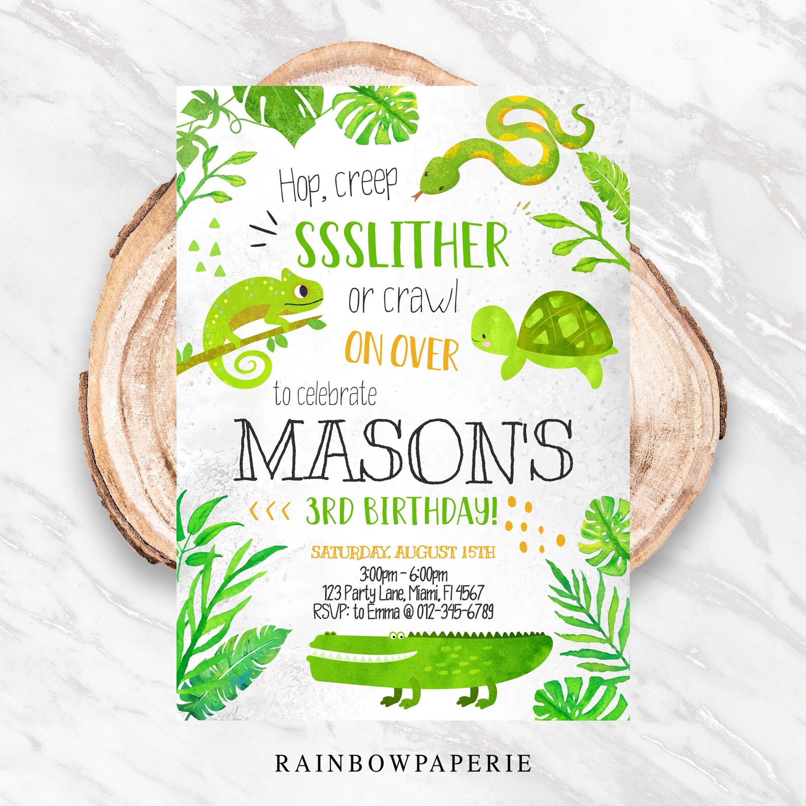 Reptile Invitation Reptile Birthday Invitation Printable - Etsy