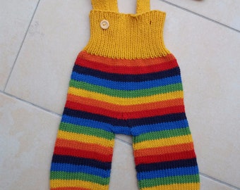 Dungarees with straps in rainbow stripes or colorful stripes