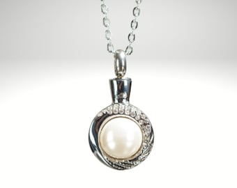 Pearl Cremation Urn Necklace: Stainless Steel Memorial Pendant