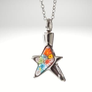 Cremation Urn necklace Fiori star for Ashes, Necklace, Memorial Jewelry, pet ashes, human ashes