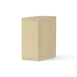 May include: A light-colored, rectangular wooden box with a slightly angled top. The box is made of light-colored wood and has a simple, minimalist design. The box is a solid, rectangular shape.