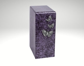 Urna funeraria morada con mariposas antiguas para cenizas, Zen, Sanación, Cremación, Memorial, recuerdo