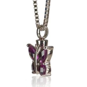 Purple Butterfly Cremation Pendant, Necklace, Memorial Jewelry,Keepsake, Zen,Healing,Cremate,Crystal image 2