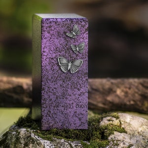 Purple Cremation Urn with Antique Butterflies - Memorial Keepsake for Ashes, Zen Healing Decorative Adult Urn image 2