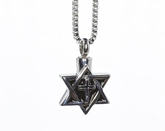 Cremation urn Star of David necklace, urn for ashes, Jewish necklace, memorial jewelry, cremate, zen, healing