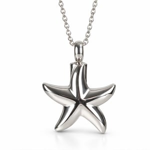 Colar de urna de cremação em forma de estrela do mar: lembrança memorial em aço inoxidável