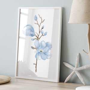 Dipinto ad acquerello di magnolia - Stampa di fiori primaverili / Arte botanica / Decorazione murale moderna ad acquerello