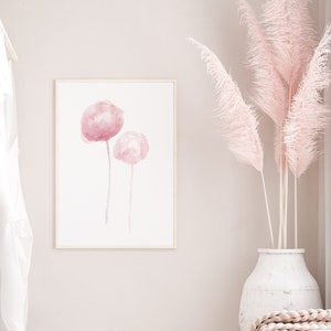 Peony Painting Minimalist Watercolor Flower Abstract Print Plant Modern Room Floral Wall Art Nature Blush Pink Beige Flower Nursery, Large
