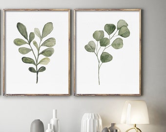 Acquerello Astratto Pianta Set di 2 stampe Stampa botanica minimalista Moderna Wall Art Foglia Foglie Scandinava Nordic Nature Decor Felci Felci