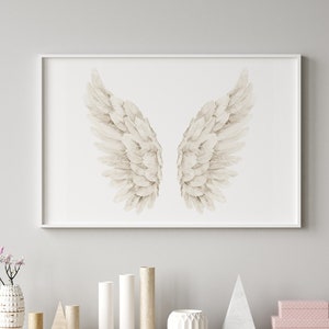 Watercolor Boho Wings, Minimalist Wall Decor, Extra Large Fine Art Poster, Artwork for Feminine Interior, Baby Girl Nursery, Daughter's Art