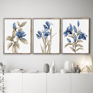 Spring Flowers Art Watercolor Wall Decor Set of 3 Prints - Etsy