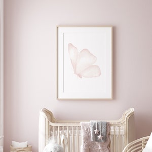 Blush Pink Butterfly Art Print, Minimalist Watercolor Wall Decor for ...