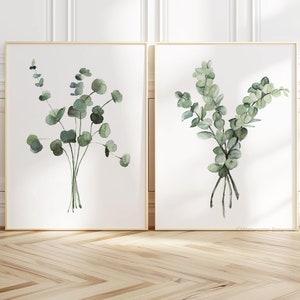 Acquerelli alla moda - Design - Set di 2 dipinti botanici, arte minimalista con vegetazione, decorazione per ingresso, decorazione da parete