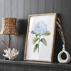 Watercolor Set of 4 Hydrangea Illustrations, Minimalist Botanical Wall Decor, Modern Poster, Hamptons Artwork, Extra Large Prints, Florals image 7