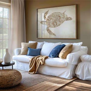 Watercolor Turtle Modern Coastal Wall Decor Nautical Art Print Beige Light Sea Life Painting Nature Wall Decor Beach House Wall Decor Summer image 7