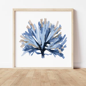 Poster unico di alghe, dipinto moderno di alghe ad acquerello, poster extra large di belle arti, decorazione murale minimalista, casa sulla spiaggia, Hamptons Corals
