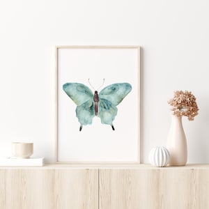Aquarel vlinder - kunstprint, vlinders kunst, minimalistisch, babymeisje kinderkamerkunstwerk, kinderkamer wanddecoratie, kinderkunst, cadeau-idee