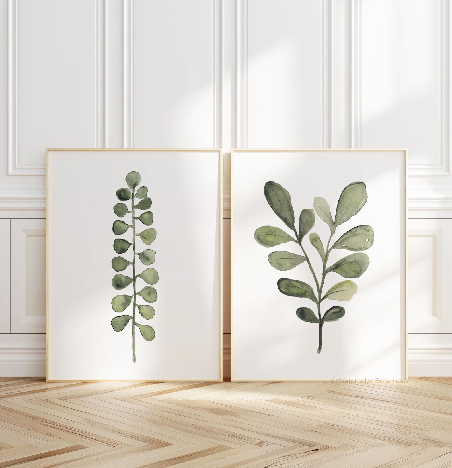 Watercolor Abstract Greenery, Set of 2 Prints, Fern Minimalist Decor ...