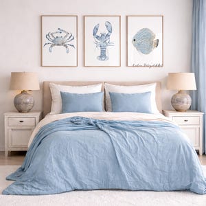 Watercolor Coastal Wall Decor, Light Blue Nautical Art, Set of 3 Prints ...