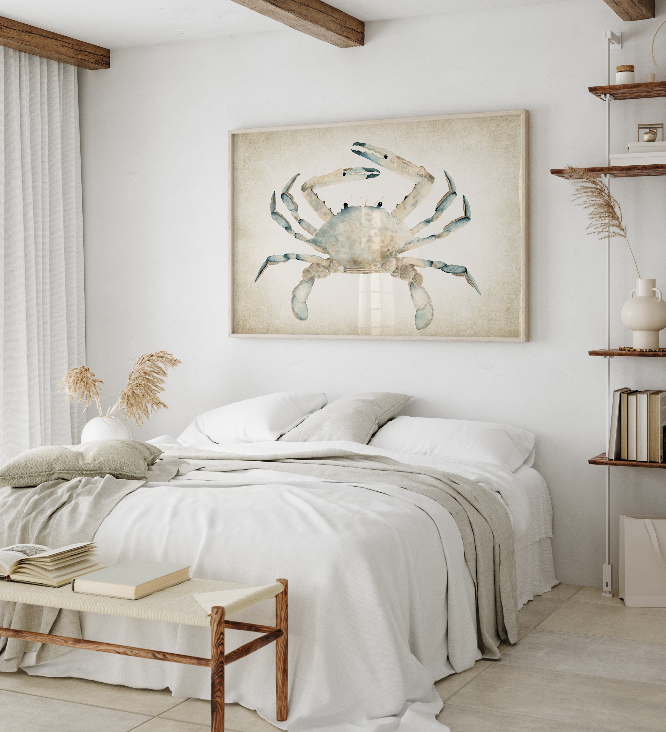 Decorazione murale a forma di granchio, arazzi, intaglio del legno, nautico, decorazione murale da spiaggia, decorazioni per la cucina - Italia