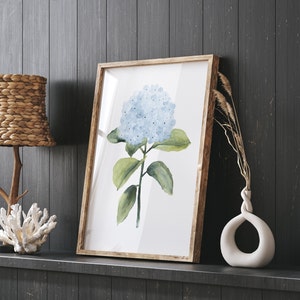 Watercolor Light Blue Hydrangea Set for Modern Homes, Minimalist Artwork, Set of 3 Prints, Botanical Fine Art Posters, Hamptons Wall Decor image 10