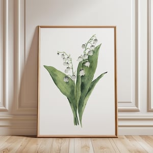 Lily of the Valley, Fine Art Poster, Botanical Wall Decor, Minimalist Wall Art, Spring Flowers, Watercolor Convallaria, Modern Farmhouse Art