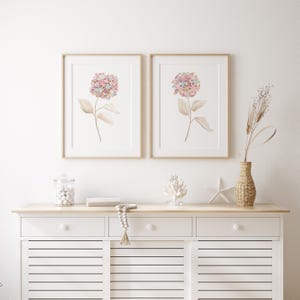 Pastel Pink Hydrangea Wall Art Set of 2 – Watercolor Botanical Prints ...