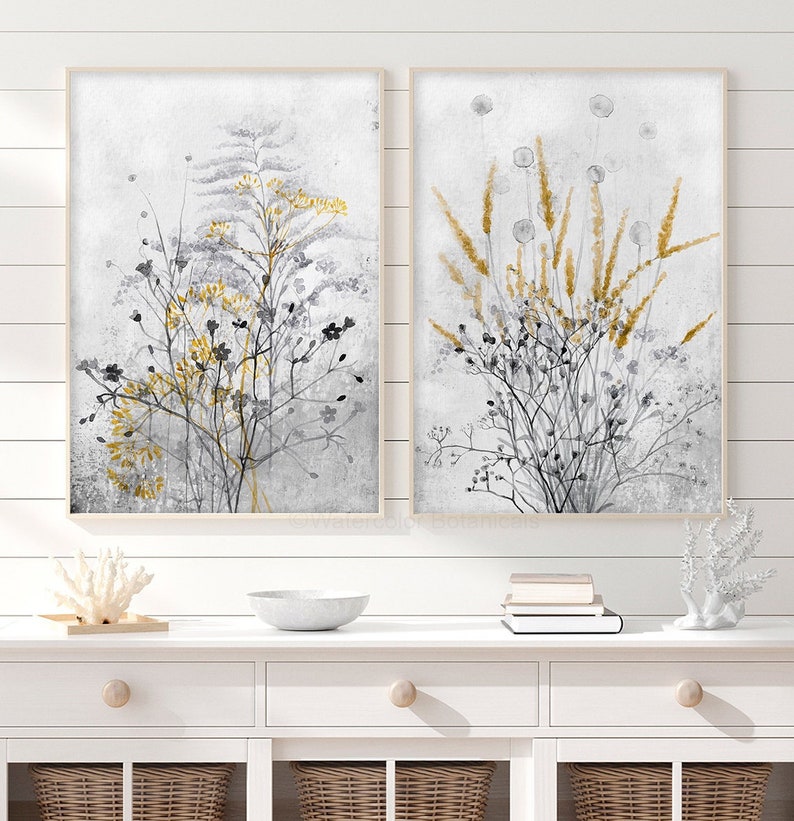 Modern Wall Art Print Black Gray Yellow Wall Decor Wild Etsy