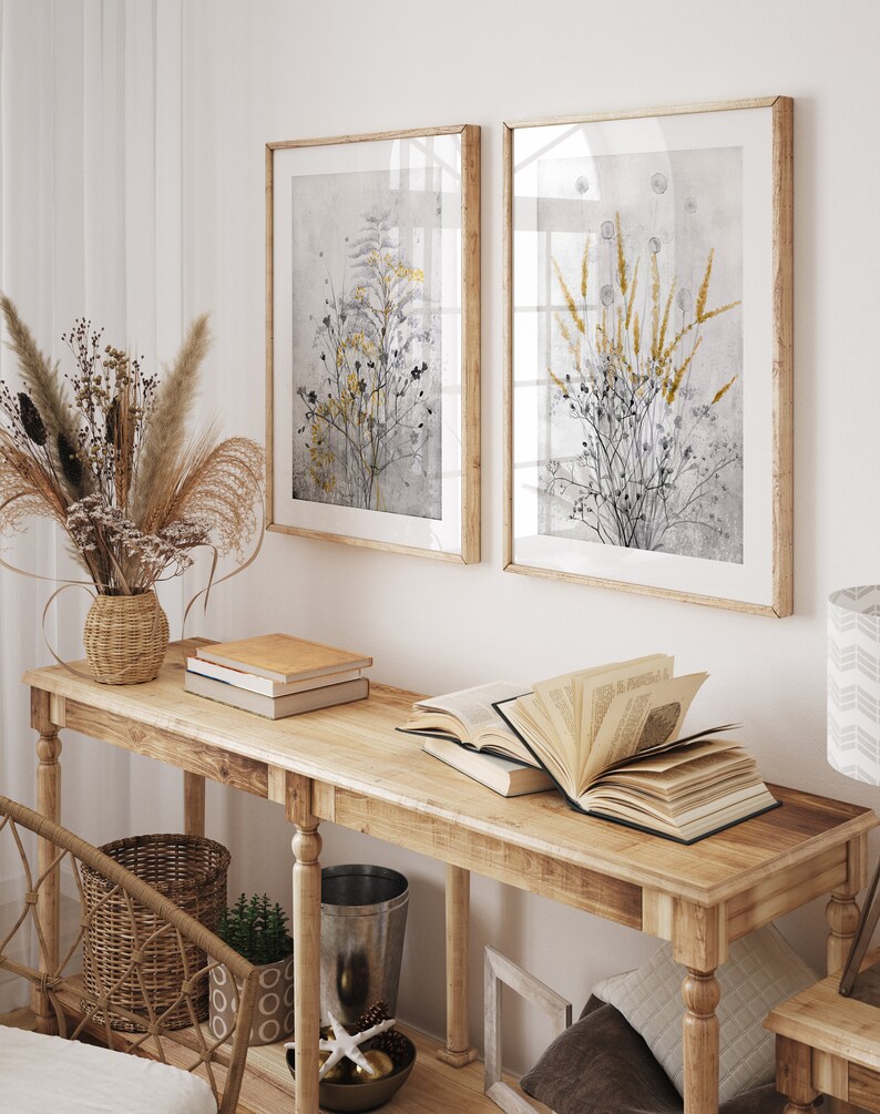 Modern Wall Art Print Black Gray Yellow Wall Decor Wild Etsy