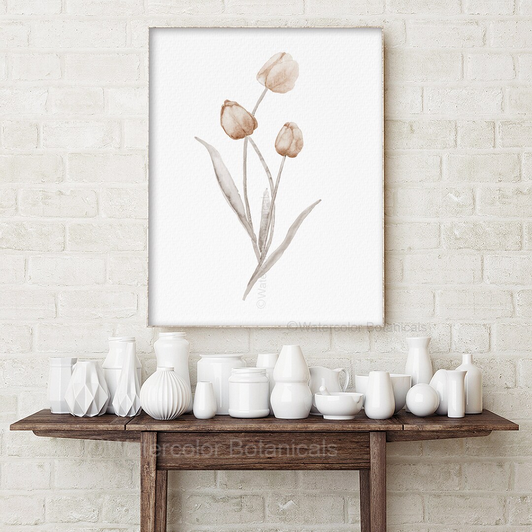 Tulip Painting Watercolor Tulips Print Modern Floral Wall Art Nature ...