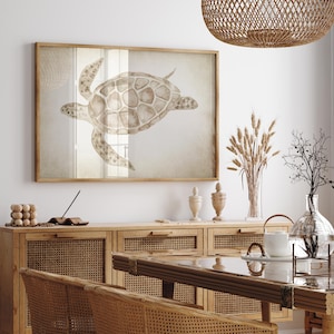 Watercolor Turtle Modern Coastal Wall Decor Nautical Art Print Beige Light Sea Life Painting Nature Wall Decor Beach House Wall Decor Summer image 10