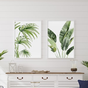 Tropical Leaves, Exotic Watercolor Wall Decor, Monstera Banana Leaf Set ...
