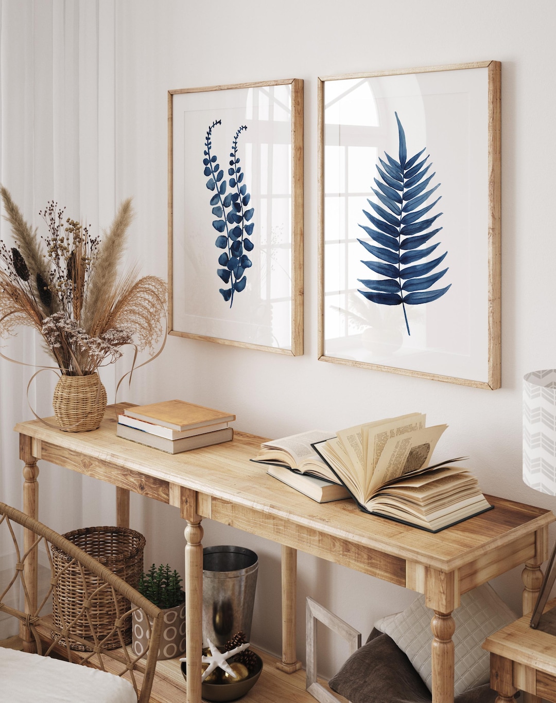 Botanical Navy Blue Set in Navy & Indigo – Set of 2 Prints | Minimalist ...