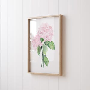 Dibujo minimalista de hortensia moderna, pintura botánica, flores de acuarela abstractas
