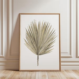 Arte murale con foglie di palma, pittura con foglie di palma, decorazione murale minimalista boho, arredamento per la casa moderno e contemporaneo in stile costiero, poster botanico