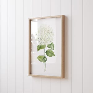 Impresión de acuarela de hortensia blanca - Arte mural botánico - Arte floral - Decoración cottagecore - Arte mural rústico - Impresión de flores de hortensia