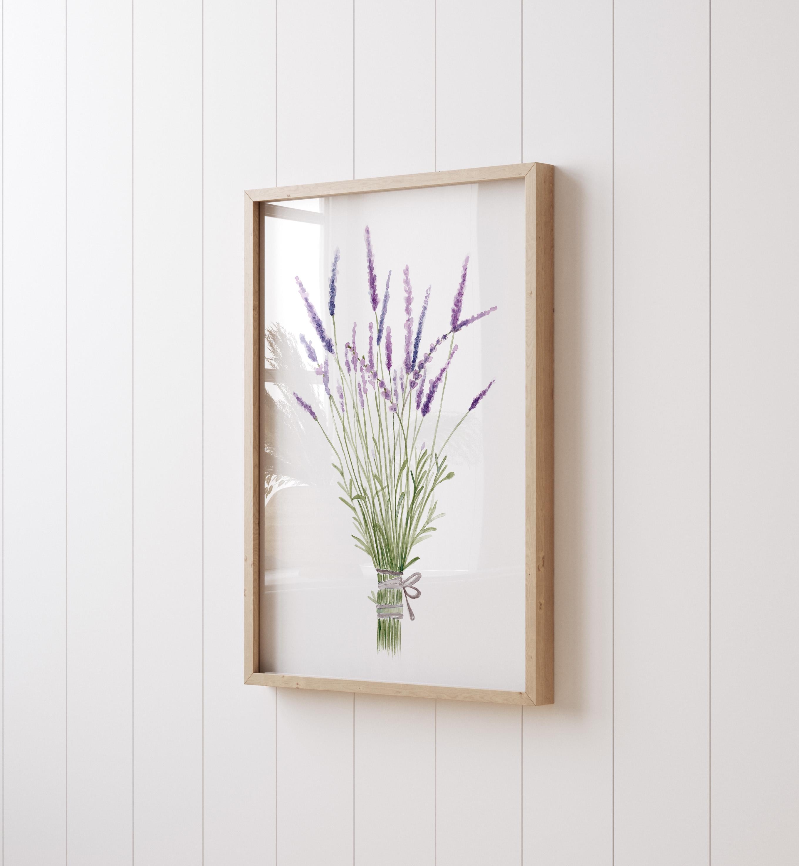 Lavender PRINT Minimalist Watercolor Flower, Modern Farmhouse Art, Botanical Art, Flowers
