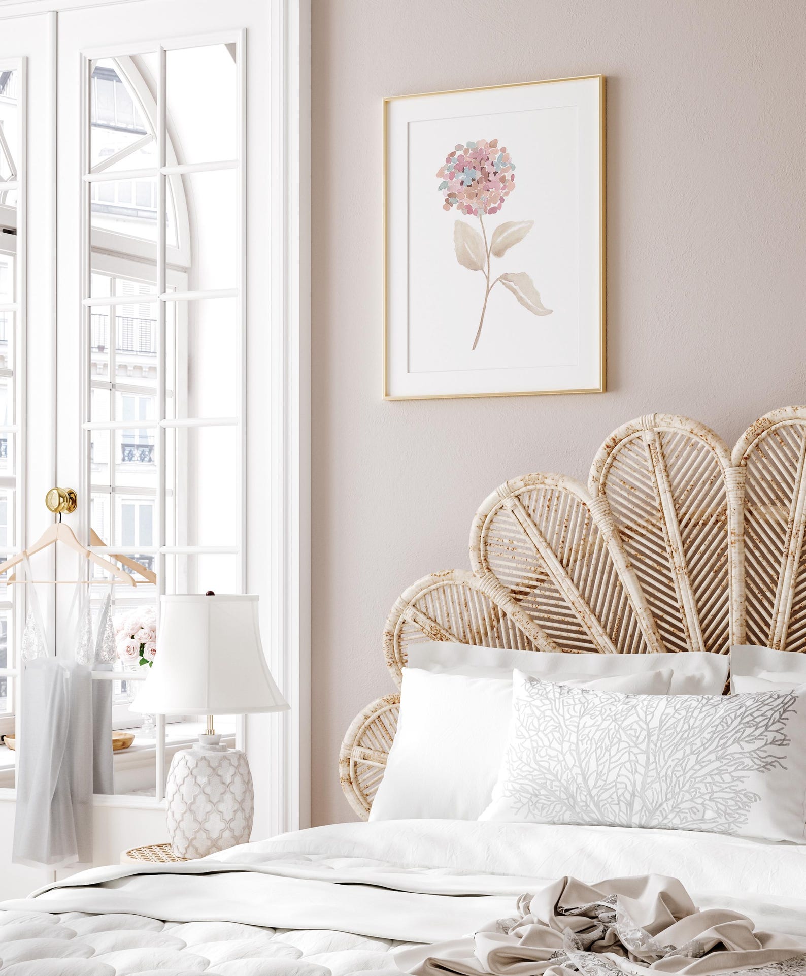 Pastel Pink Hydrangea Wall Art Set of 2 – Watercolor Botanical Prints ...