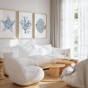 Coastal Wall Art Set of 3 – Ocean Fish, Coral & Starfish Beach House ...