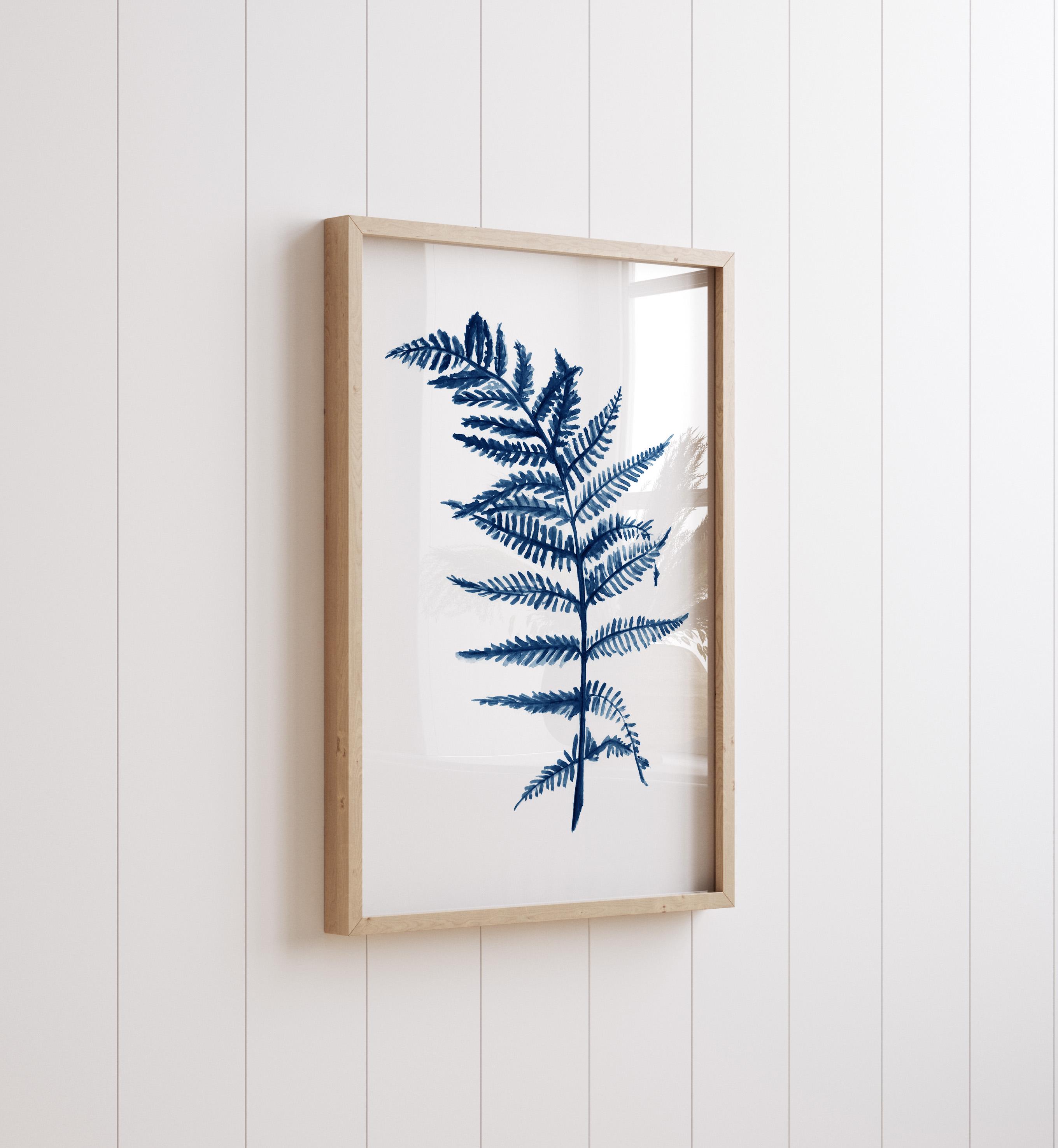 Modern Farmhouse Fern Prints – Set of 2 Blue Botanical Wall Art ...