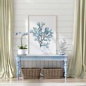 Blue & Gray Corals, Minimalist Wall Decor, Nautical Artwork, Set of 6 ...