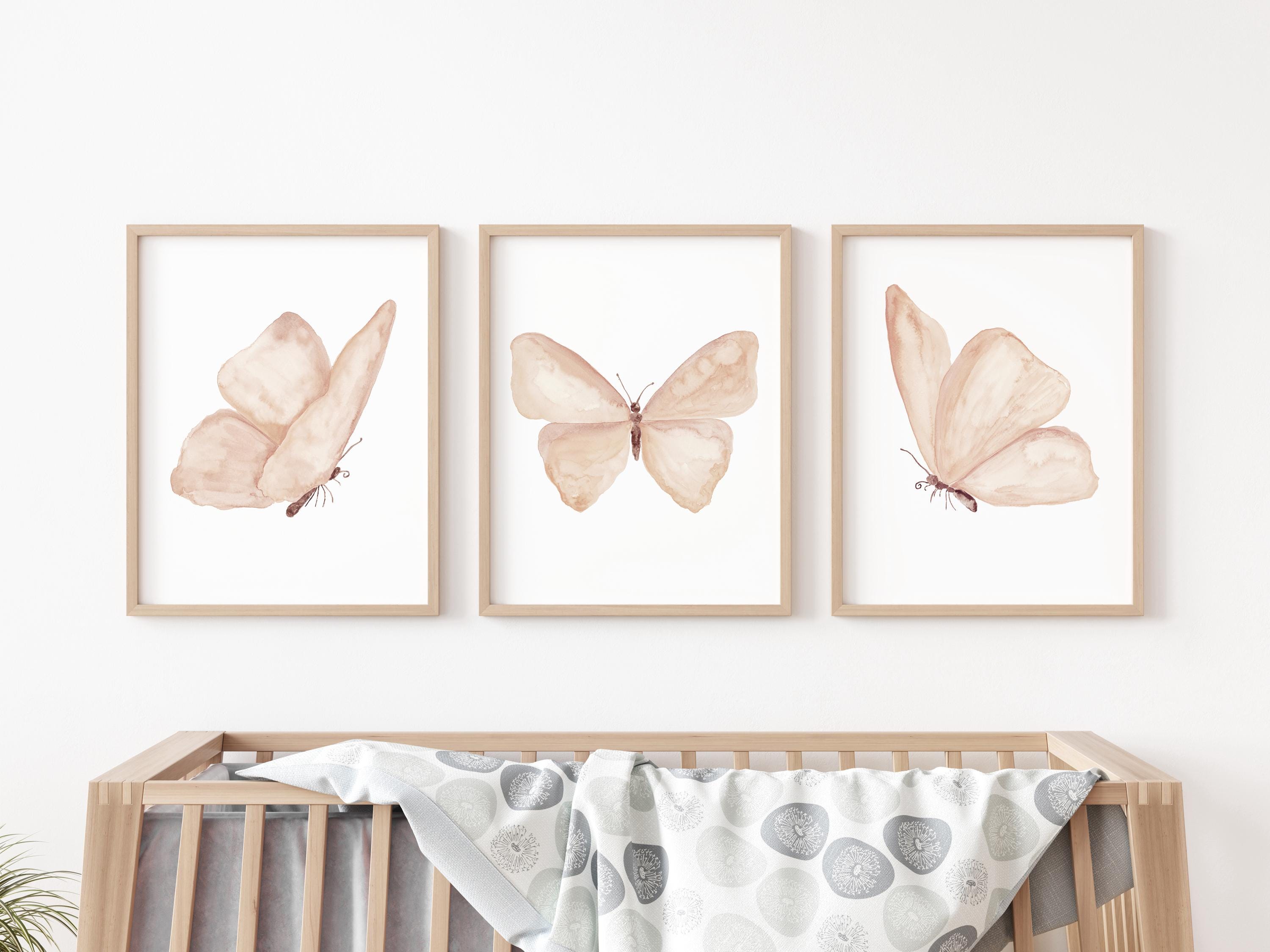 Boho Butterfly Wall Art – Set of 3 Watercolor Prints for Nursery Decor ...