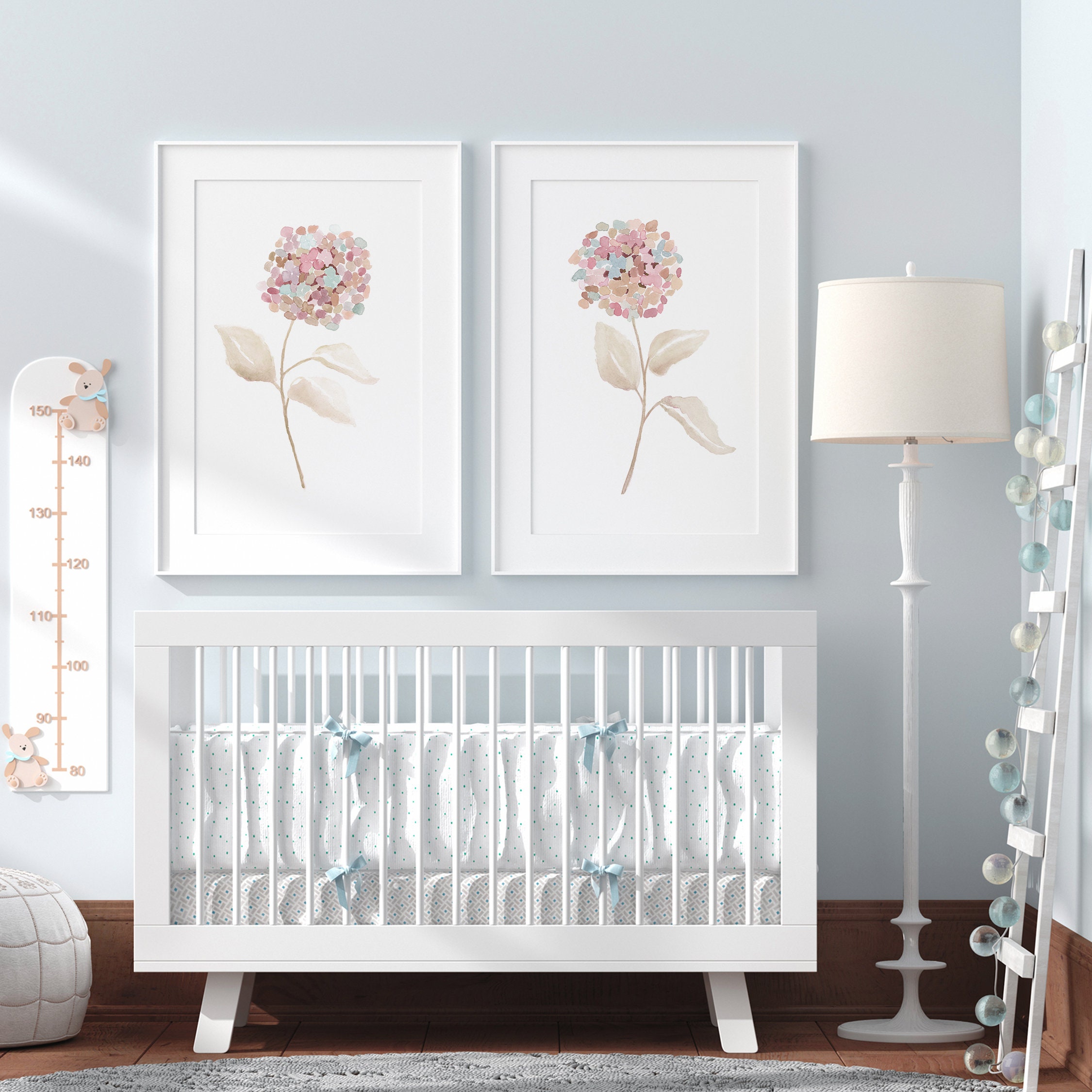 Watercolor Art & Collectibles Painting Baby Girl Nursery Artwork Modern