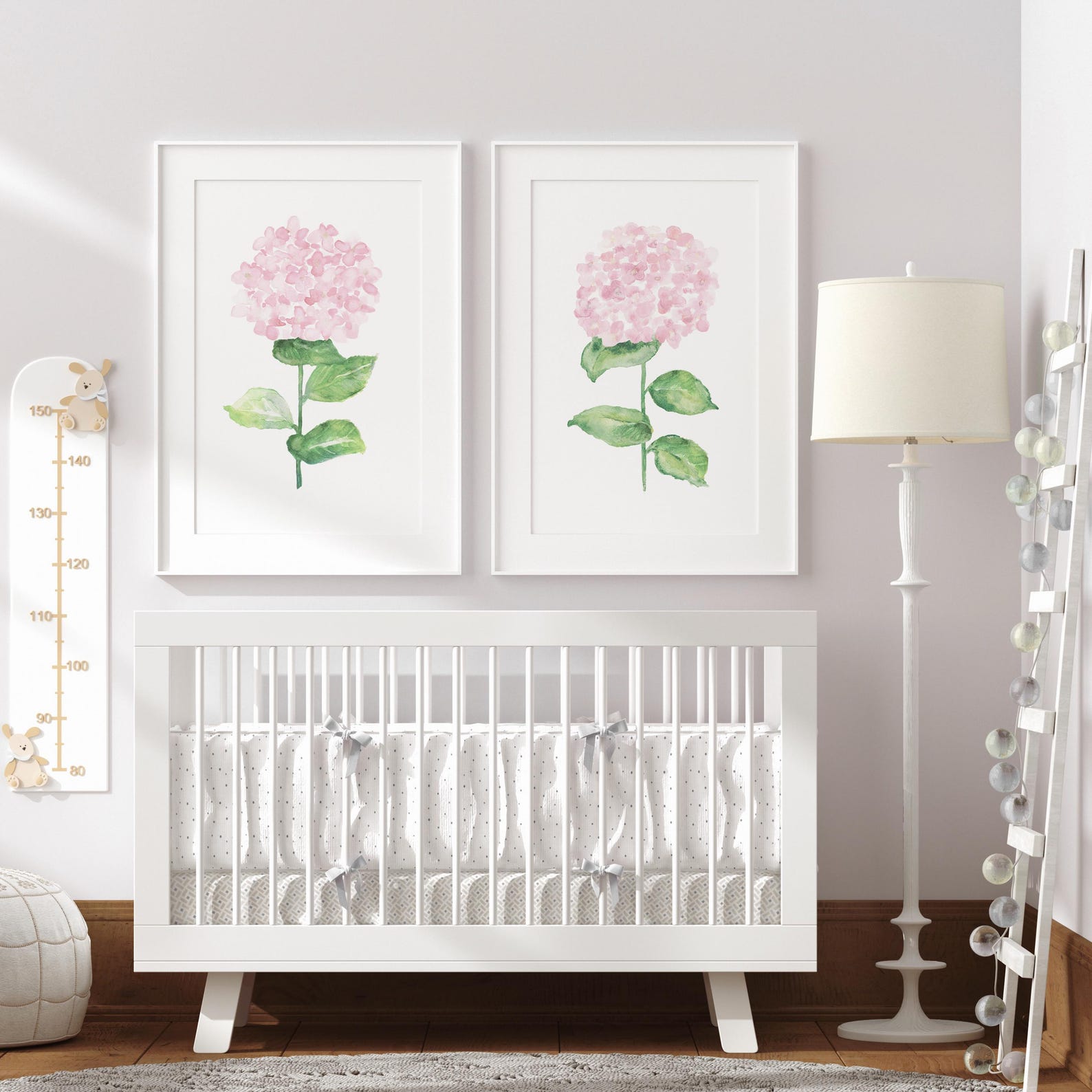 Blush Pink Watercolor Hydrangeas, Set of 2 Prints, Minimalist Wall ...
